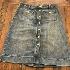 Talbots Knee Length Denim Skirt Size 14 Button Front